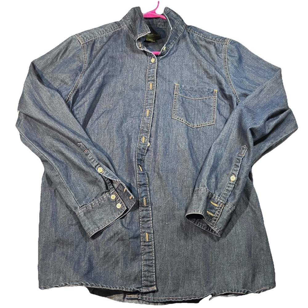 Eddie Bauer Women's Denim Cotton‎ Blend Button Up Xl